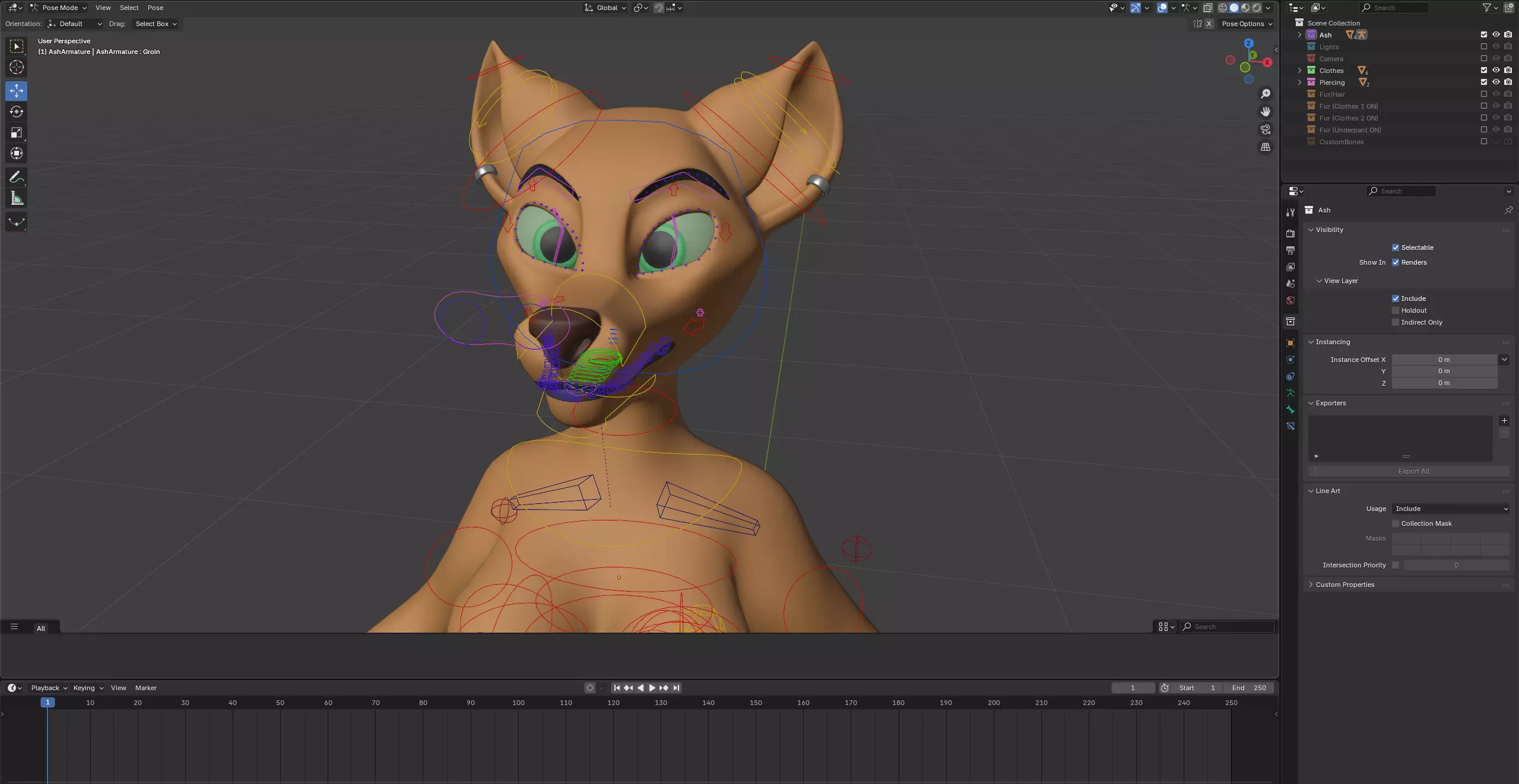 Ash Anthro Fox Low-poly 3D model_60