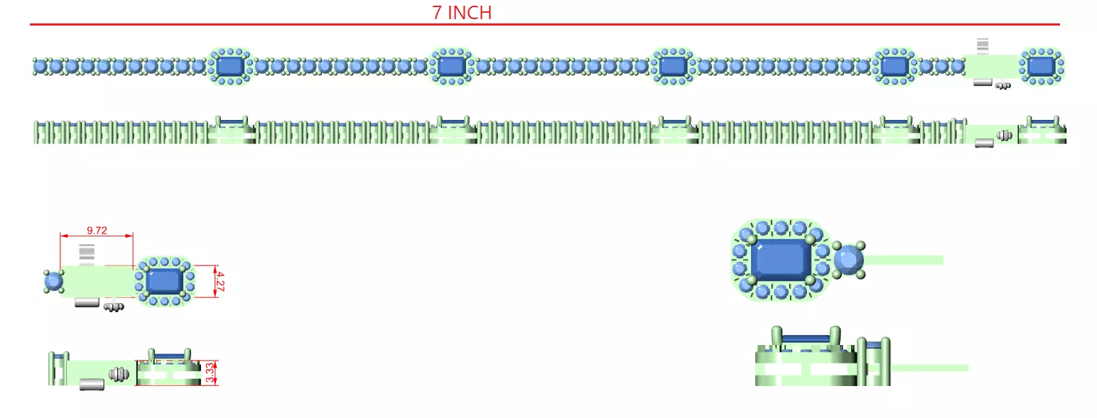 Tennis Bracelet 3dm stl renders Animation video details 3D print model_12