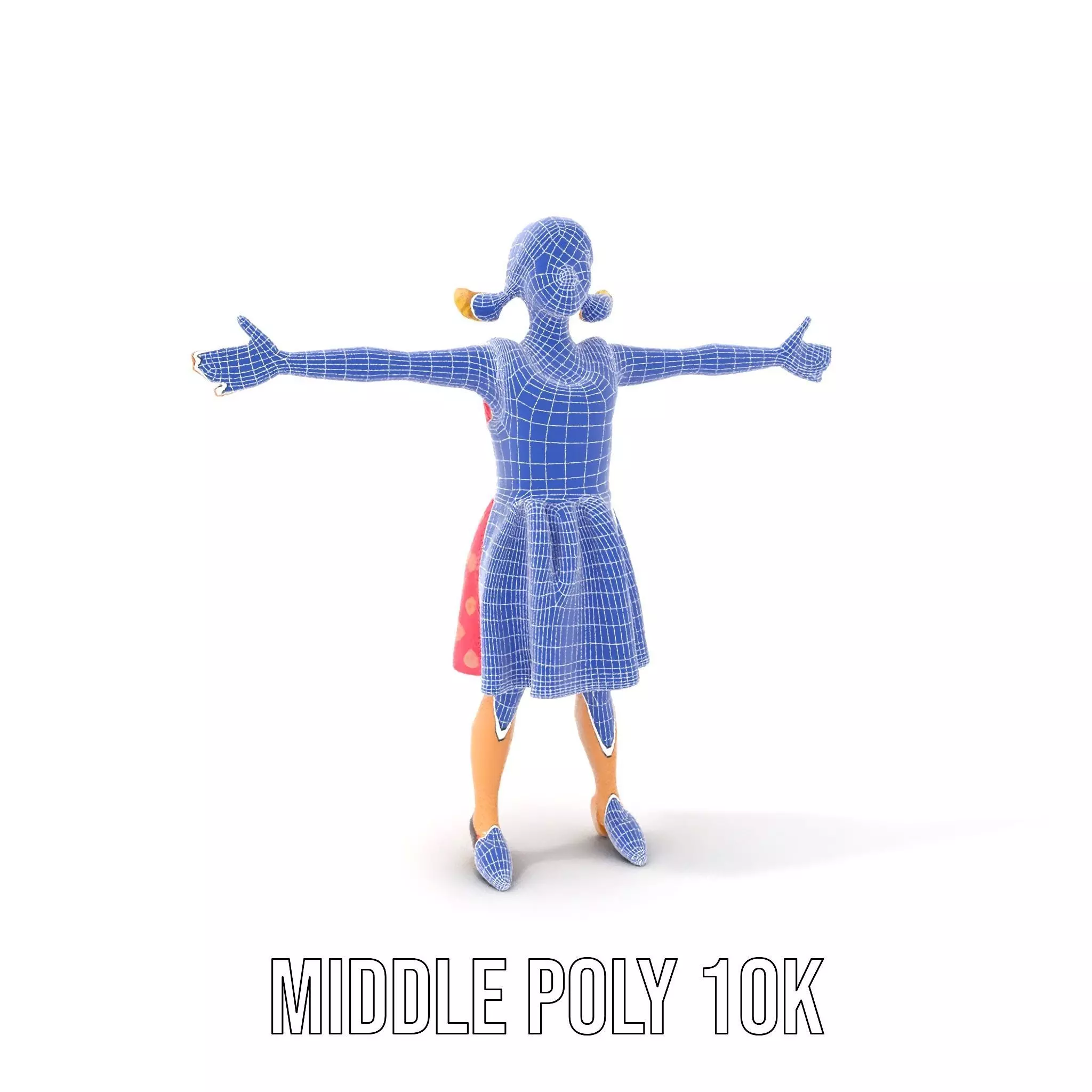 Child Character Model Pack with Pink Polka Dot Dress Low-poly 3D model_22