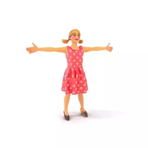 Child Character Model Pack with Pink Polka Dot Dress Low-poly 3D model Child Character Model Pack with Pink Polka Dot Dress Low-poly 3D model