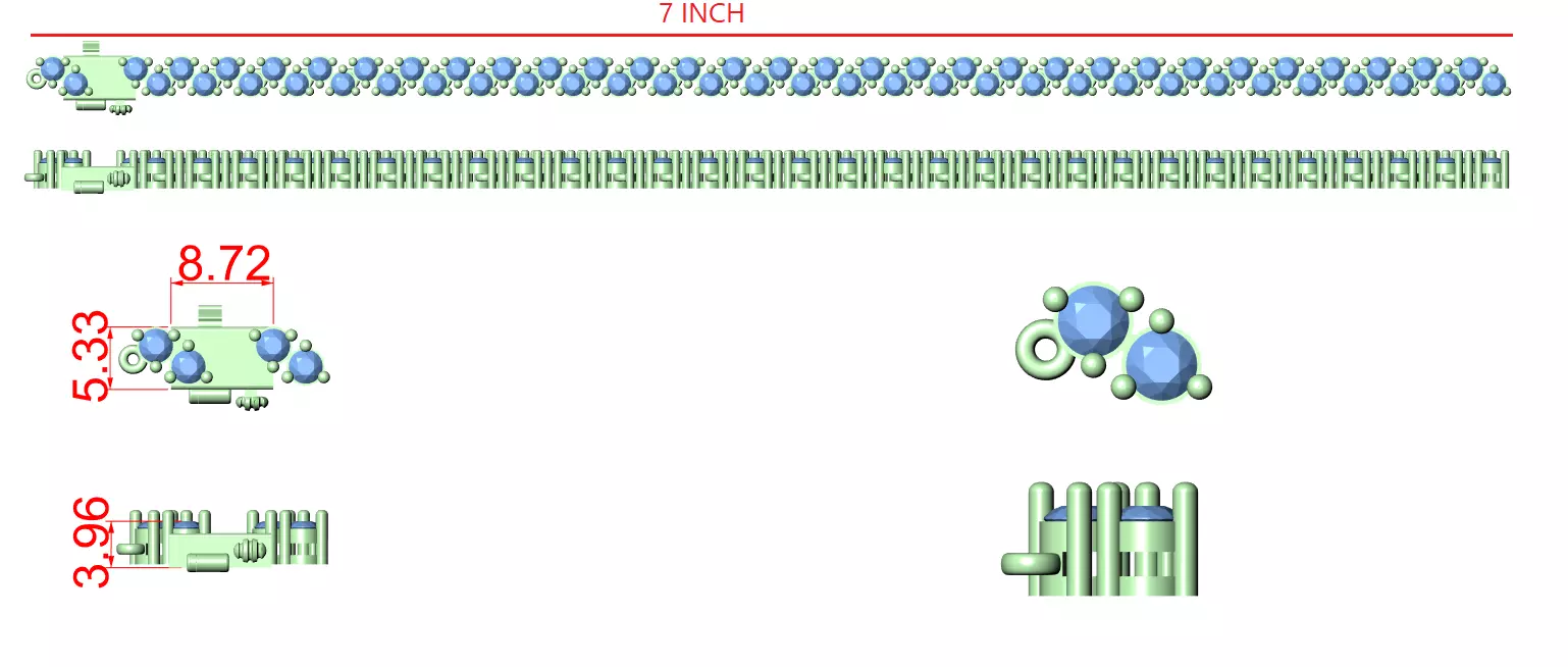 Tennis Bracelet 3dm stl renders Animation video details  3D print model_12