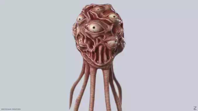 Grotesque creature Low-poly 3D model