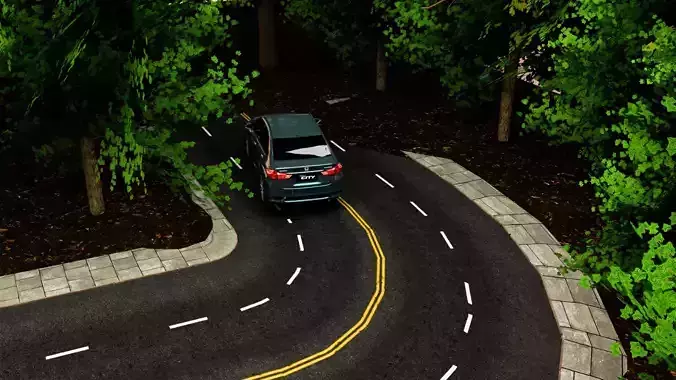 Realistic Car Road Scene Blender File 3D model