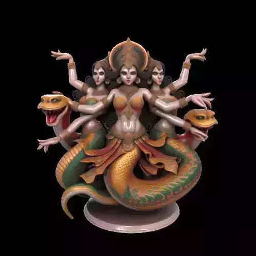 1946Indian Serpent Woman Dancer on Pedestal  magic