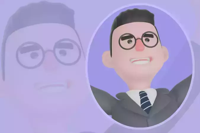 Stylized 3D Male Teacher Character - Cartoon Celebrating Coins