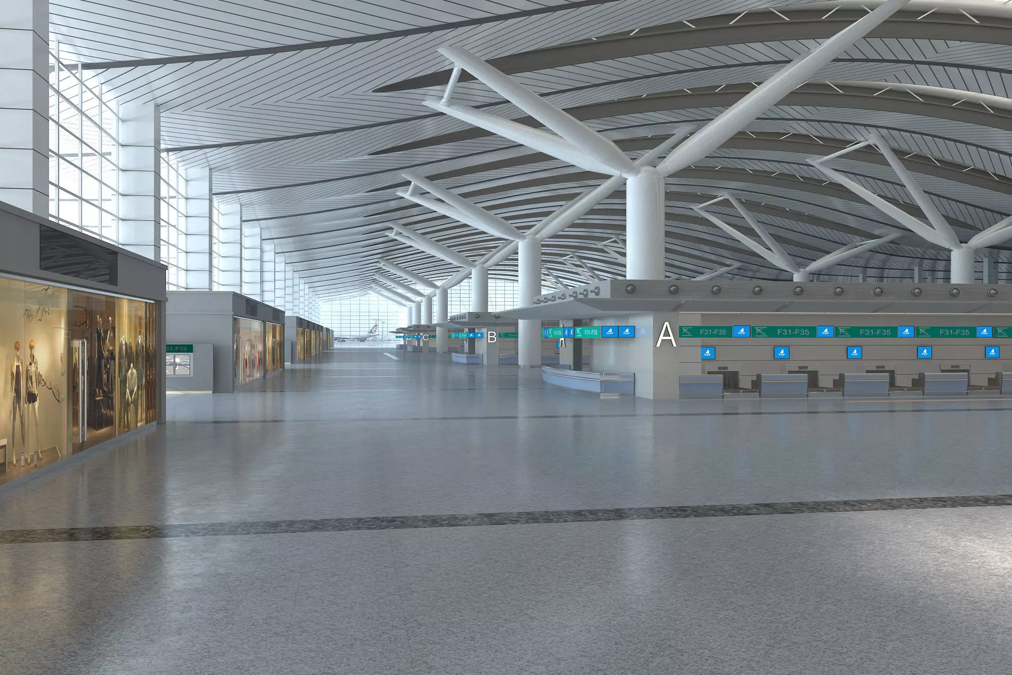 Airport Terminal Interior 02 3D model