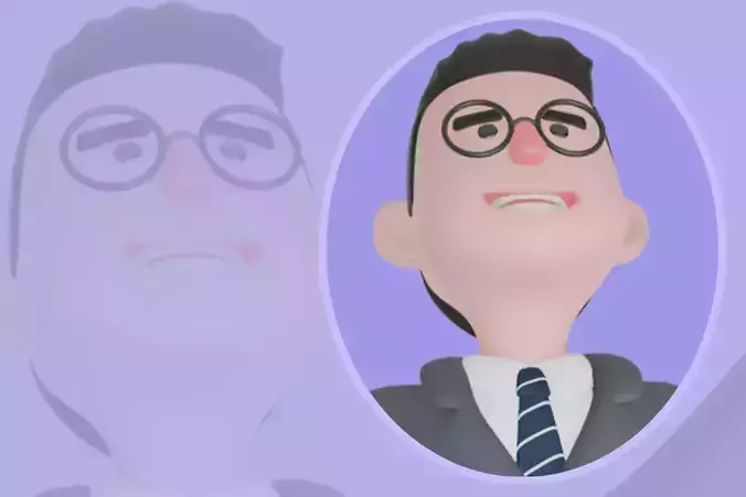 Stylized 3D Male Teacher Character - Cartoon Collecting Coins
