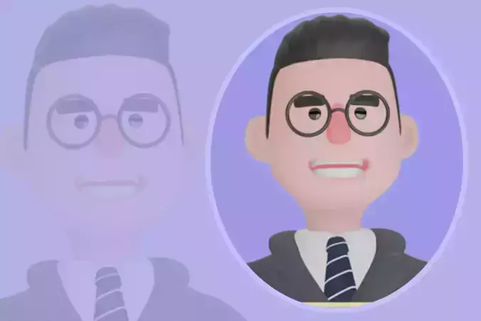 Stylized 3D Male Teacher Character - Cartoon Income Growth