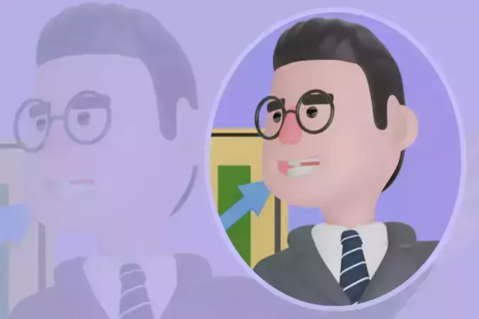 Stylized 3D Male Teacher Character - Cartoon Business Income 