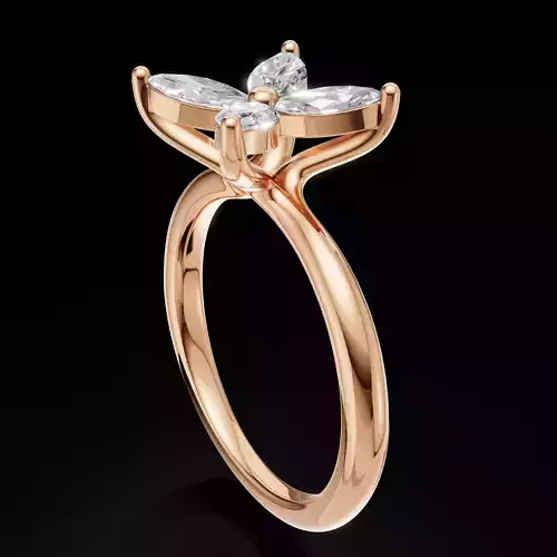 Elegant Marquise Diamond Ring 3D CAD Model