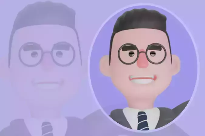 3D Cartoon Male Teacher Character - Jumping with Joy Pose