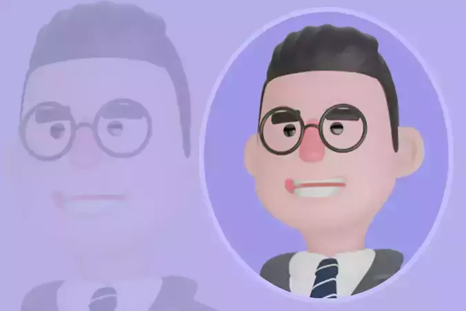 3D Cartoon Male Teacher Character-Welcoming Pose with Open Arms