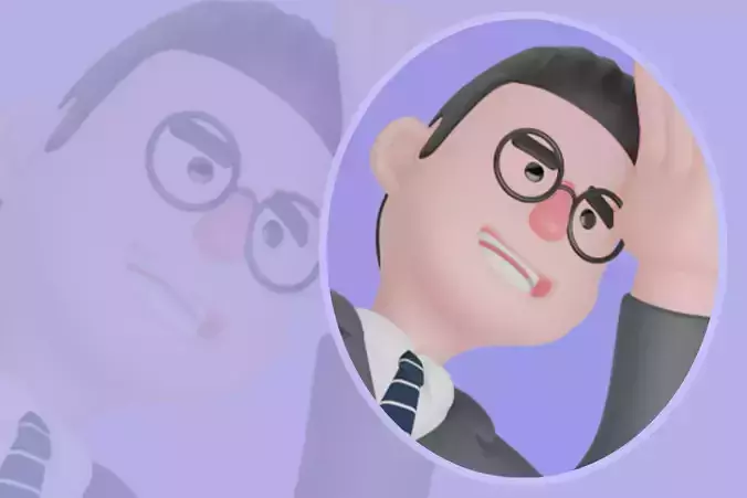 3D Cartoon Male Teacher Character - Listening Pose 