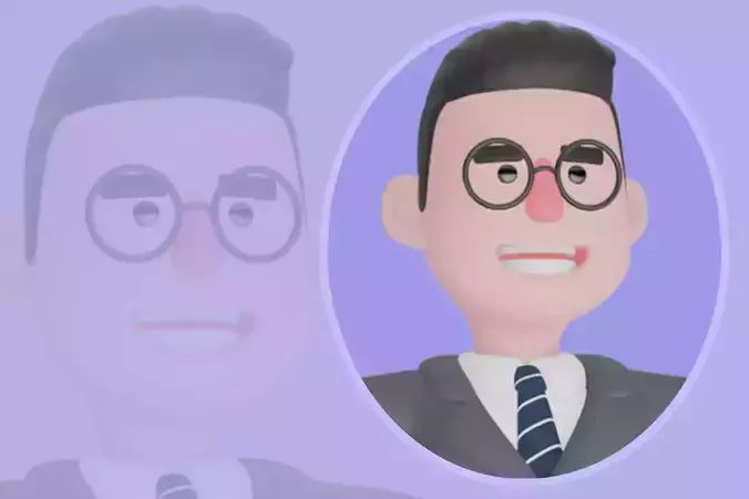 3D Cartoon Male Teacher Character - Confident Hands on Hips Pose