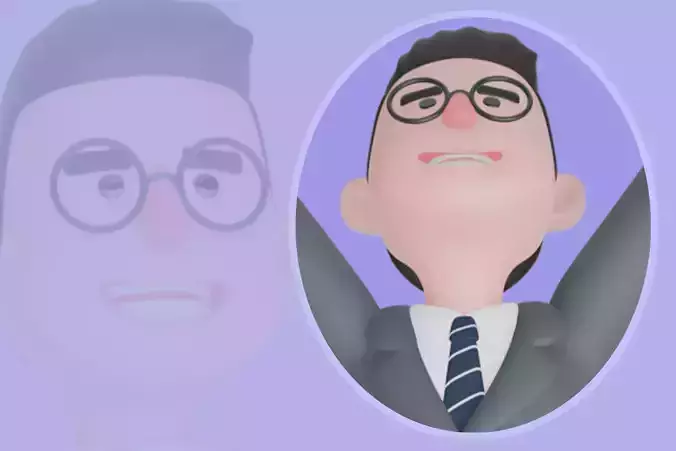 3D Cartoon Male Teacher Character-Sitting on Floor Relaxed Pose