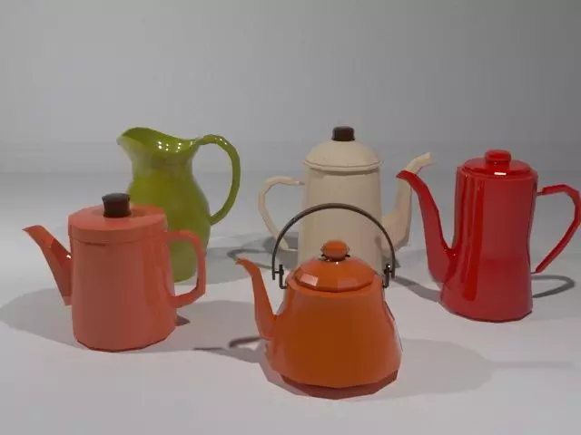 Kettle Collection Low-poly 3D model_11