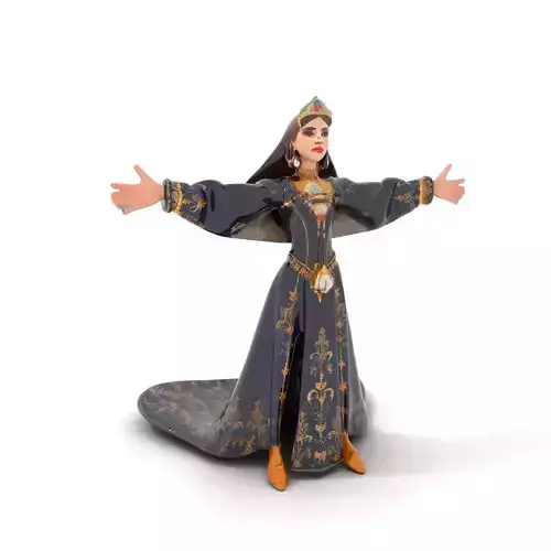 Medieval Queen Character Model Pack with Regal Dress Low-poly 3D model