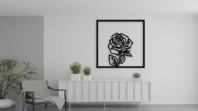 Rose Wall Art Decor 3D Print and Laser Cut Design