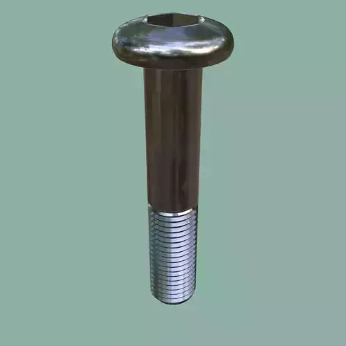 Steel Stained M12 Bolt Allen Pan Head 3D Model 3D model