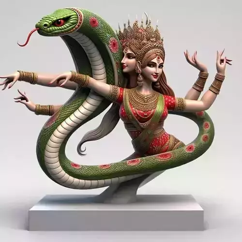 1948Indian Serpent Woman Dancer on Pedestal  magic