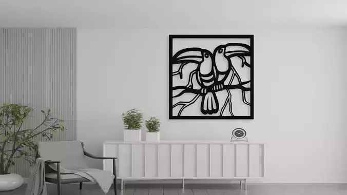 Two Toucans On A Branch Wall Art Decor