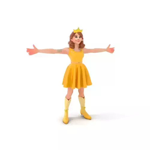 Animated Princess Character Model Pack with Dress and Crown Low-poly 3D model