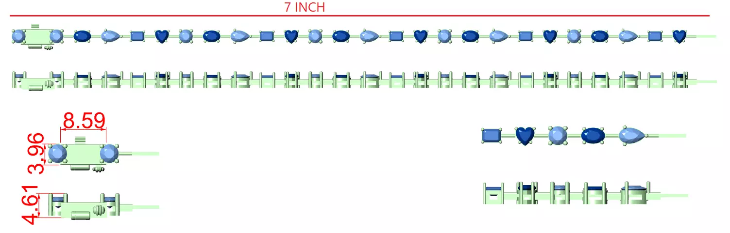 Tennis Bracelet 3dm stl renders Animation video details  3D print model_12