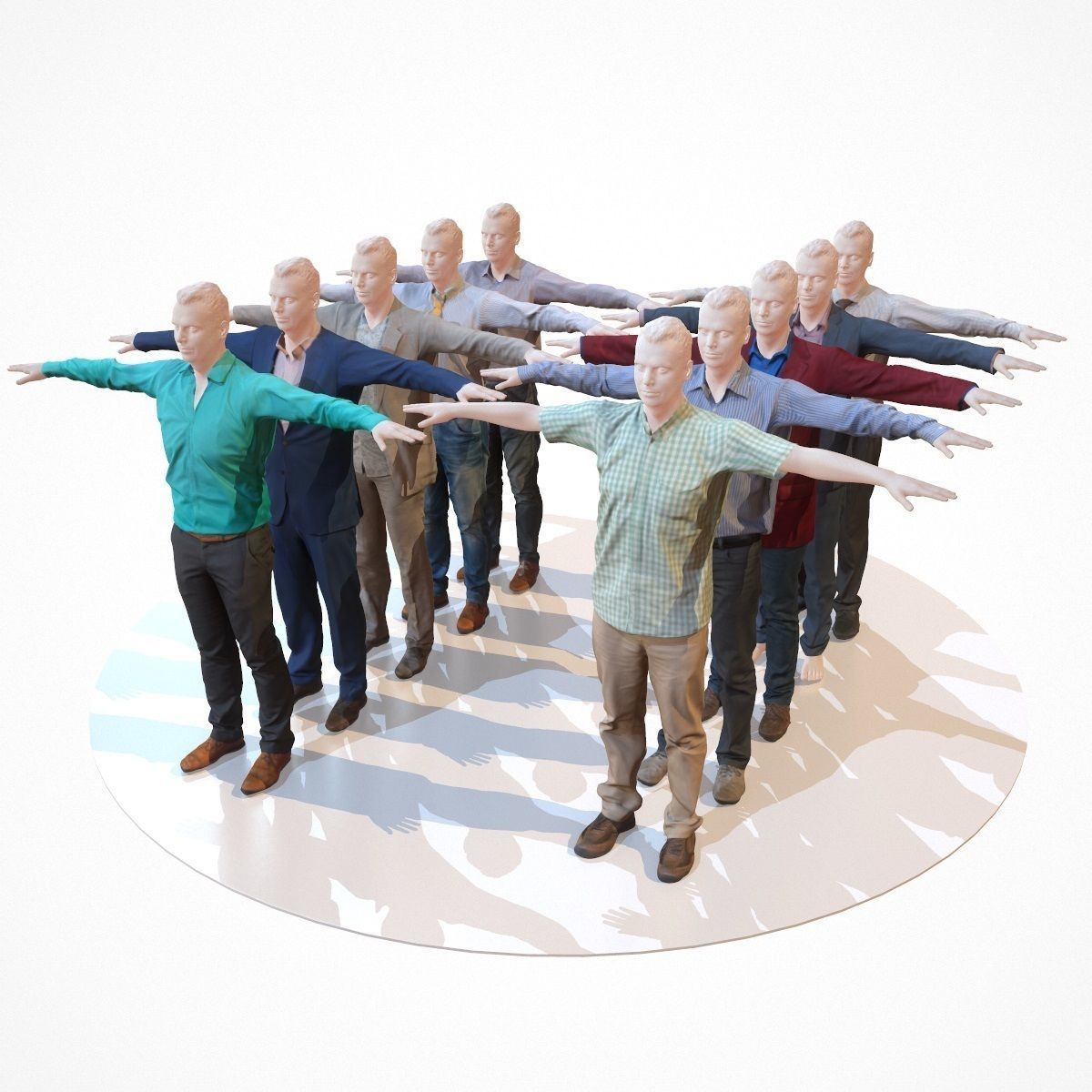 10 Business Costume Outfit Collection Low-poly 3D model_1