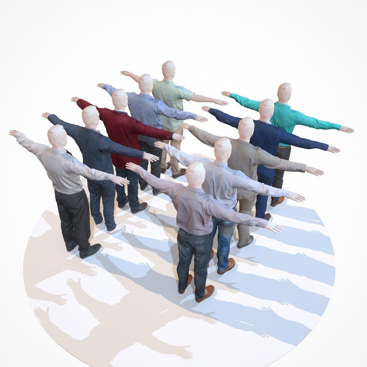 10 Business Costume Outfit Collection Low-poly 3D model_2