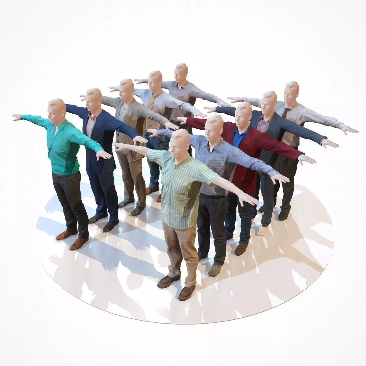 10 Business Costume Outfit Collection Low-poly 3D model_0