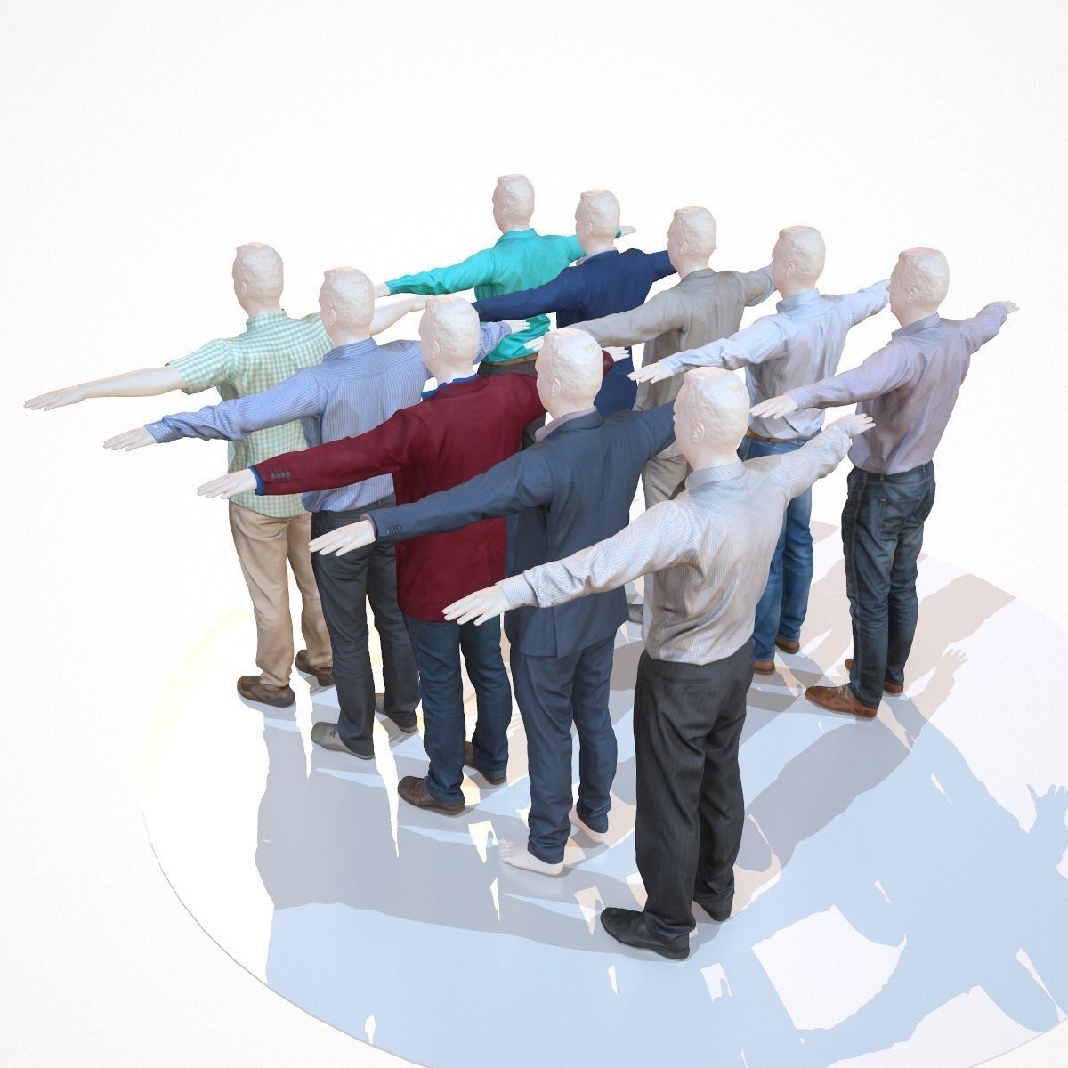 10 Business Costume Outfit Collection Low-poly 3D model_3