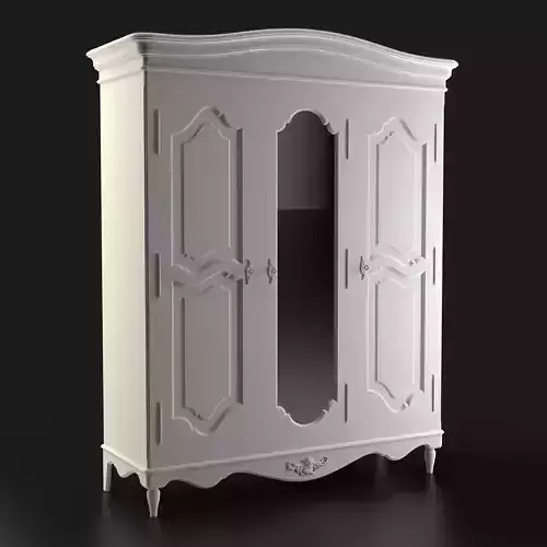 Antique-Style Three-Door Armoire 3D model
