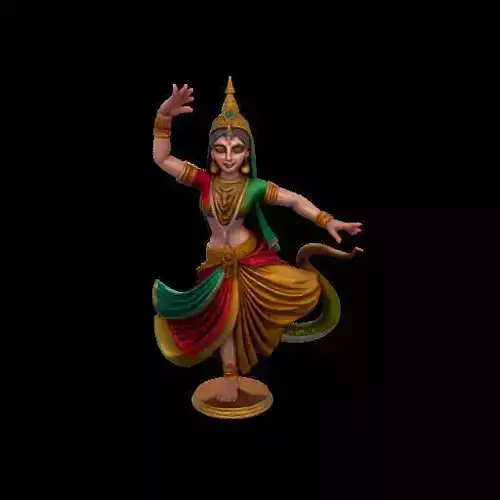 1950Indian Serpent Woman Dancer on Pedestal  magic