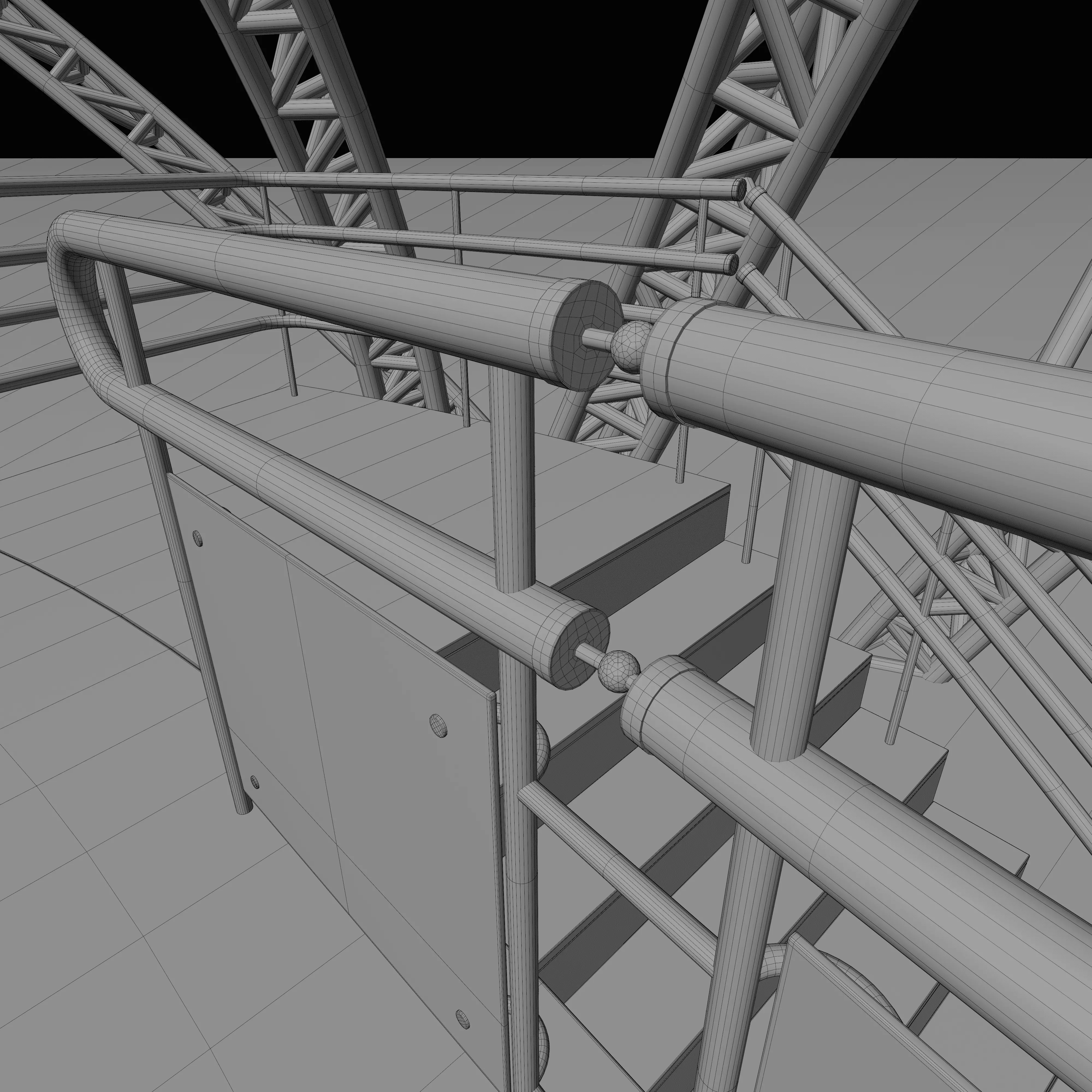 Modern Open Air Stage with Tensile Roof Low-poly 3D model_7