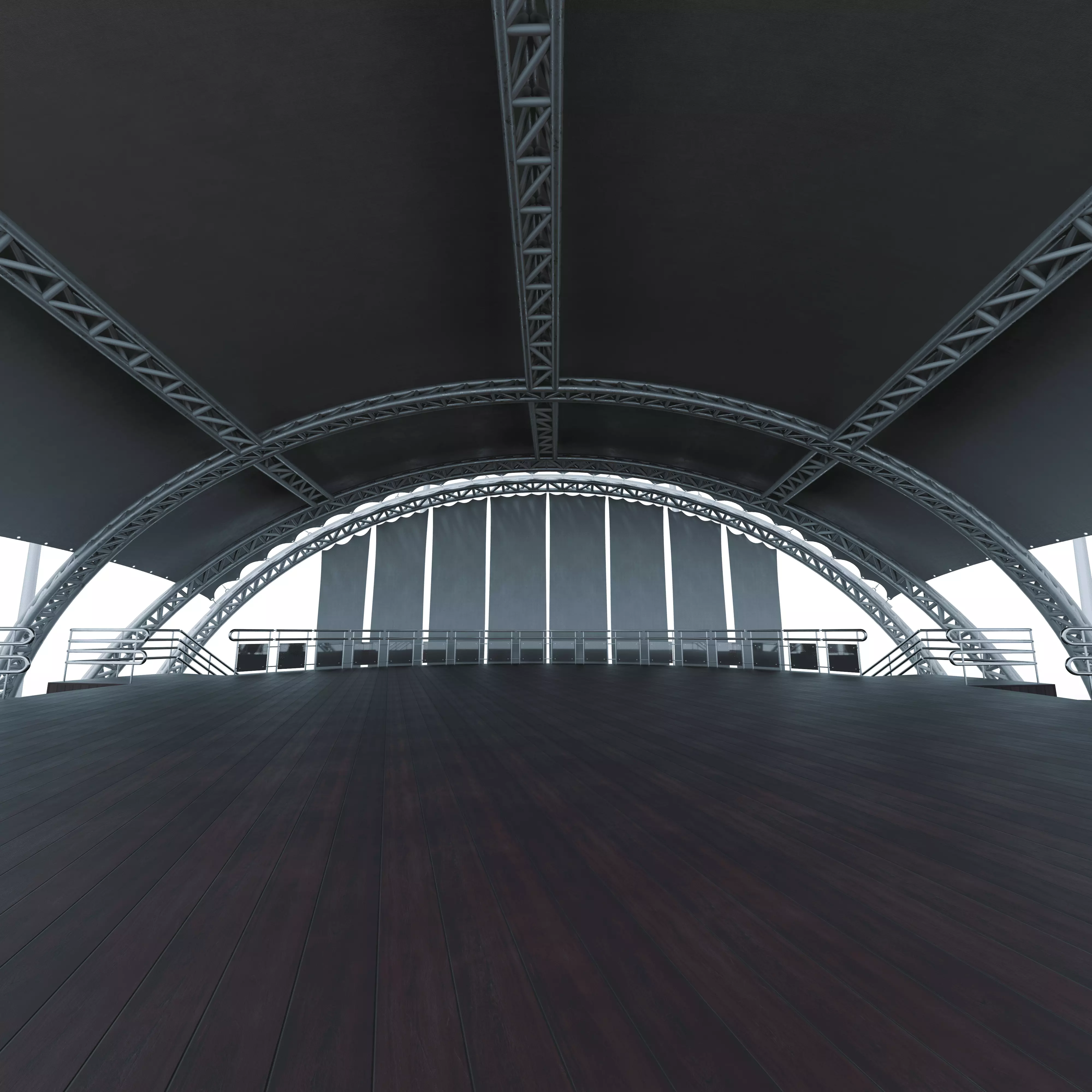 Modern Open Air Stage with Tensile Roof Low-poly 3D model_4