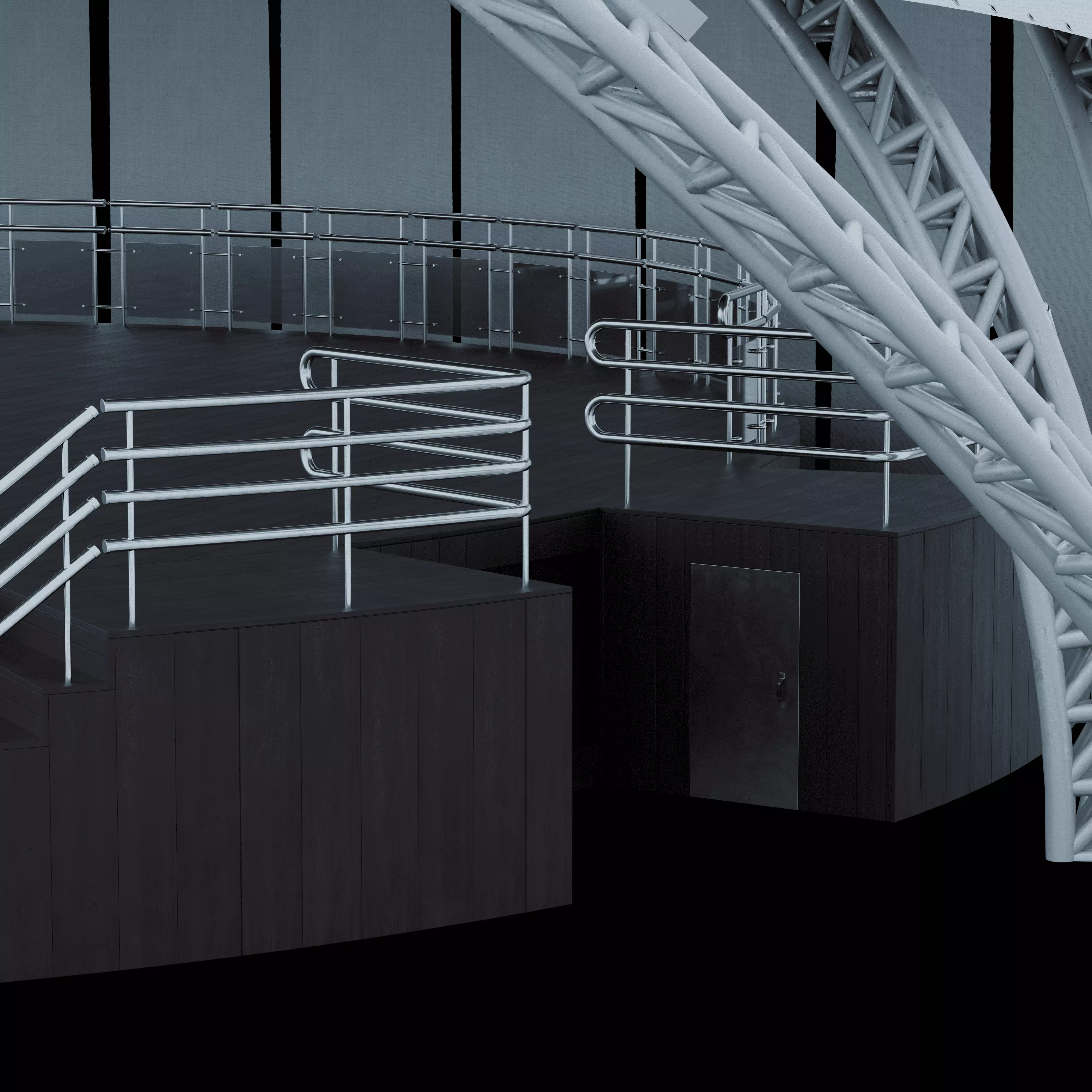 Modern Open Air Stage with Tensile Roof Low-poly 3D model_2