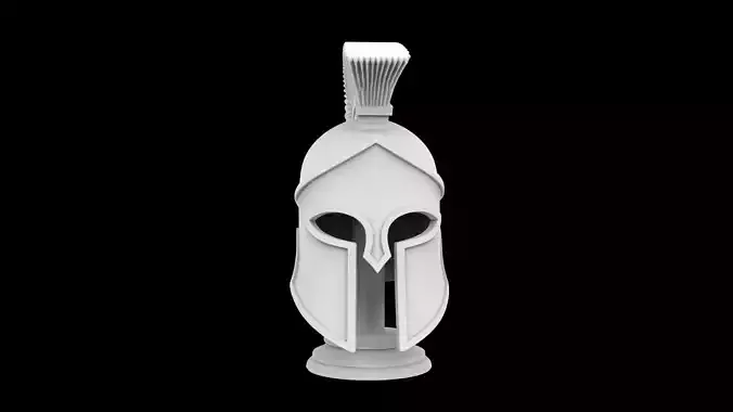 Spartan Helmet on Base 3D Print Model