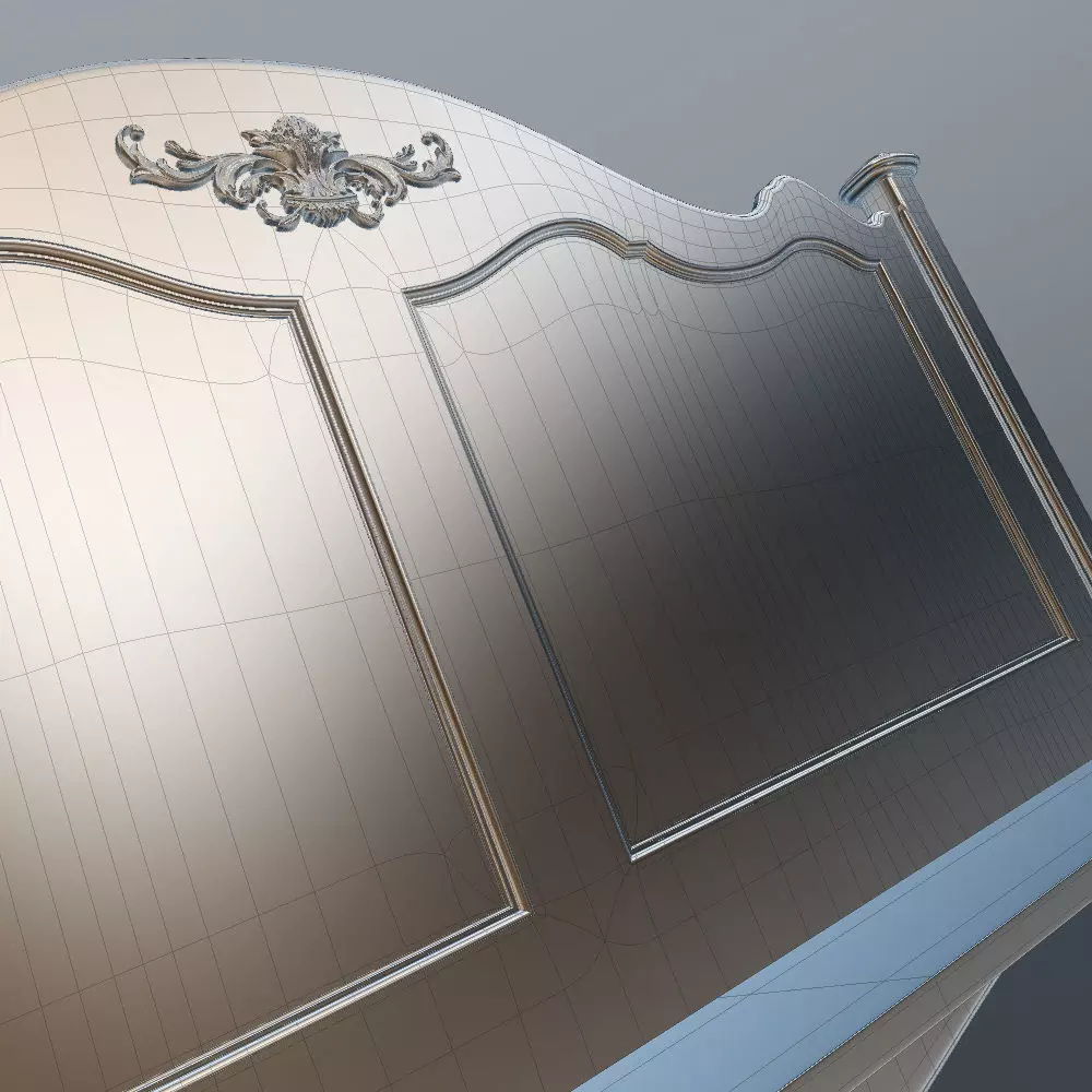 Antique-Style Bed with Realistic Bedding 3D model_37