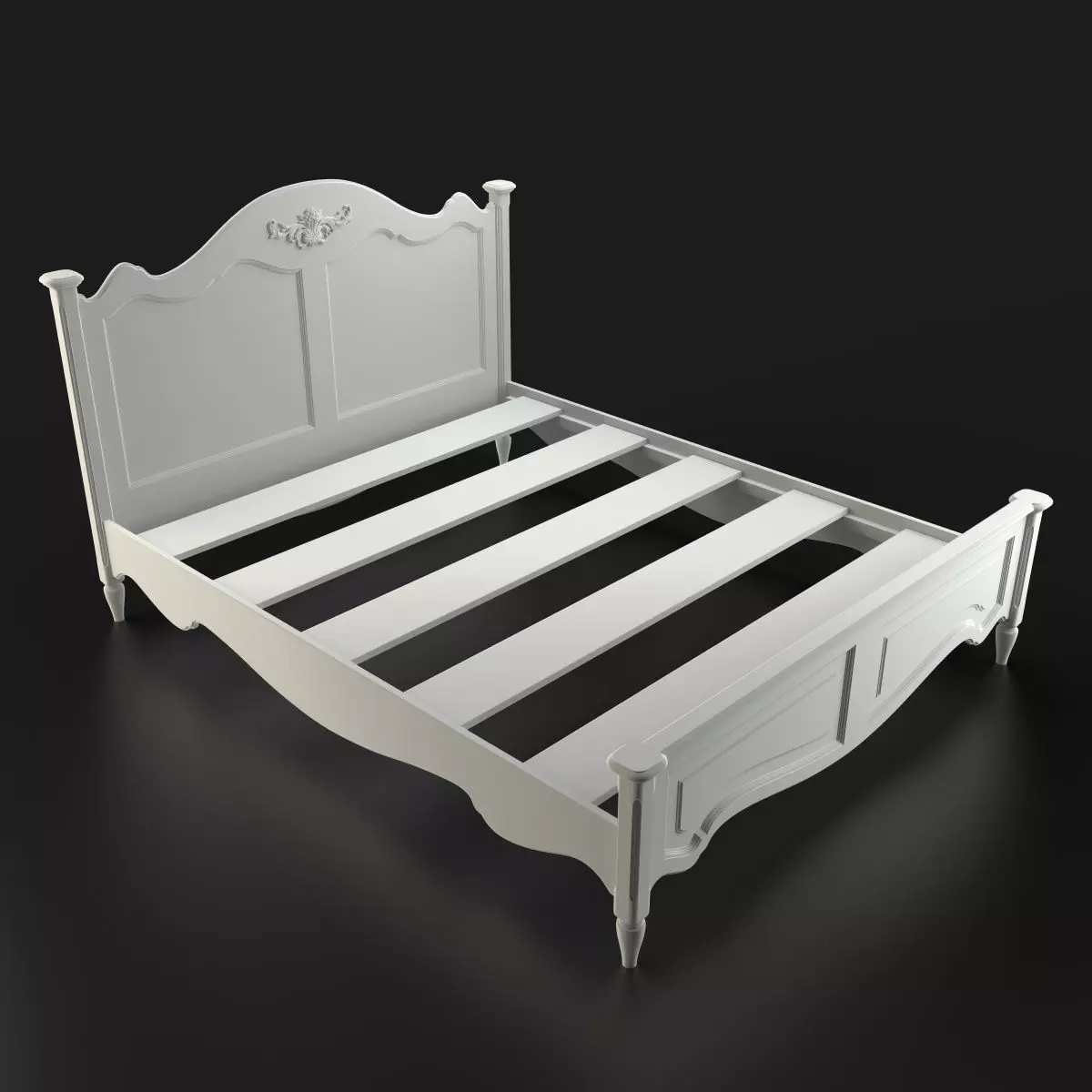 Antique-Style Bed with Realistic Bedding 3D model_2