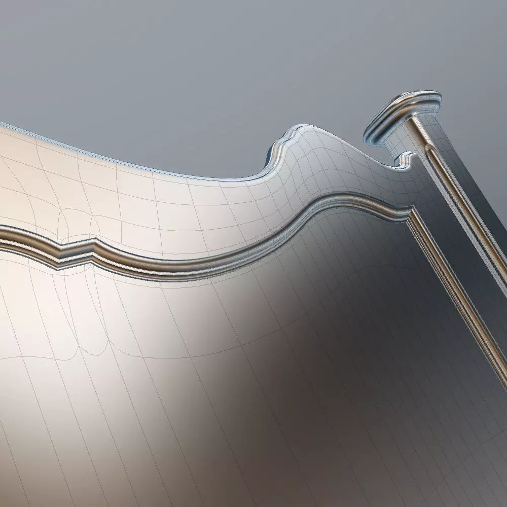 Antique-Style Bed with Realistic Bedding 3D model_38