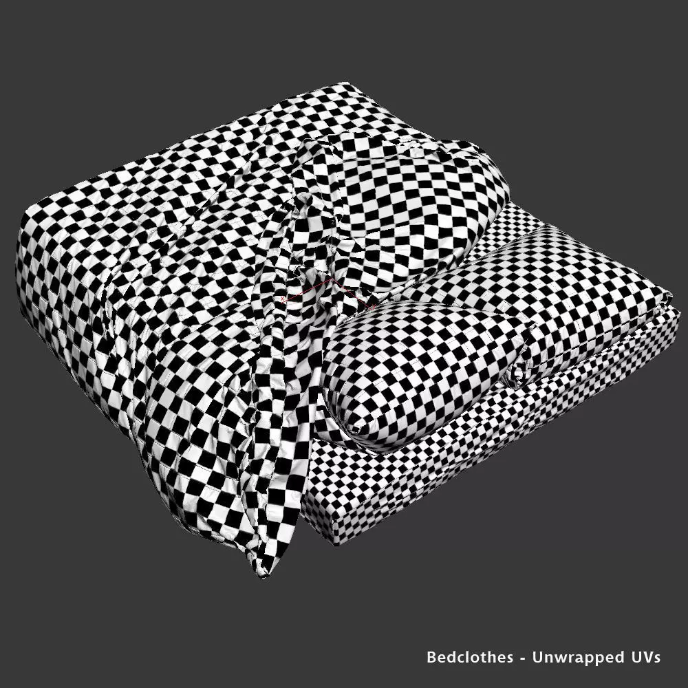 Antique-Style Bed with Realistic Bedding 3D model_24