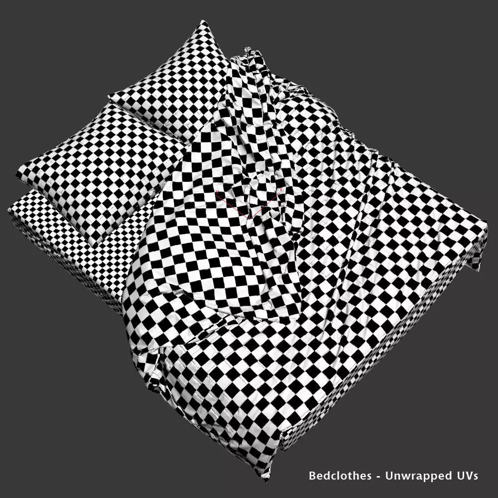 Antique-Style Bed with Realistic Bedding 3D model_22