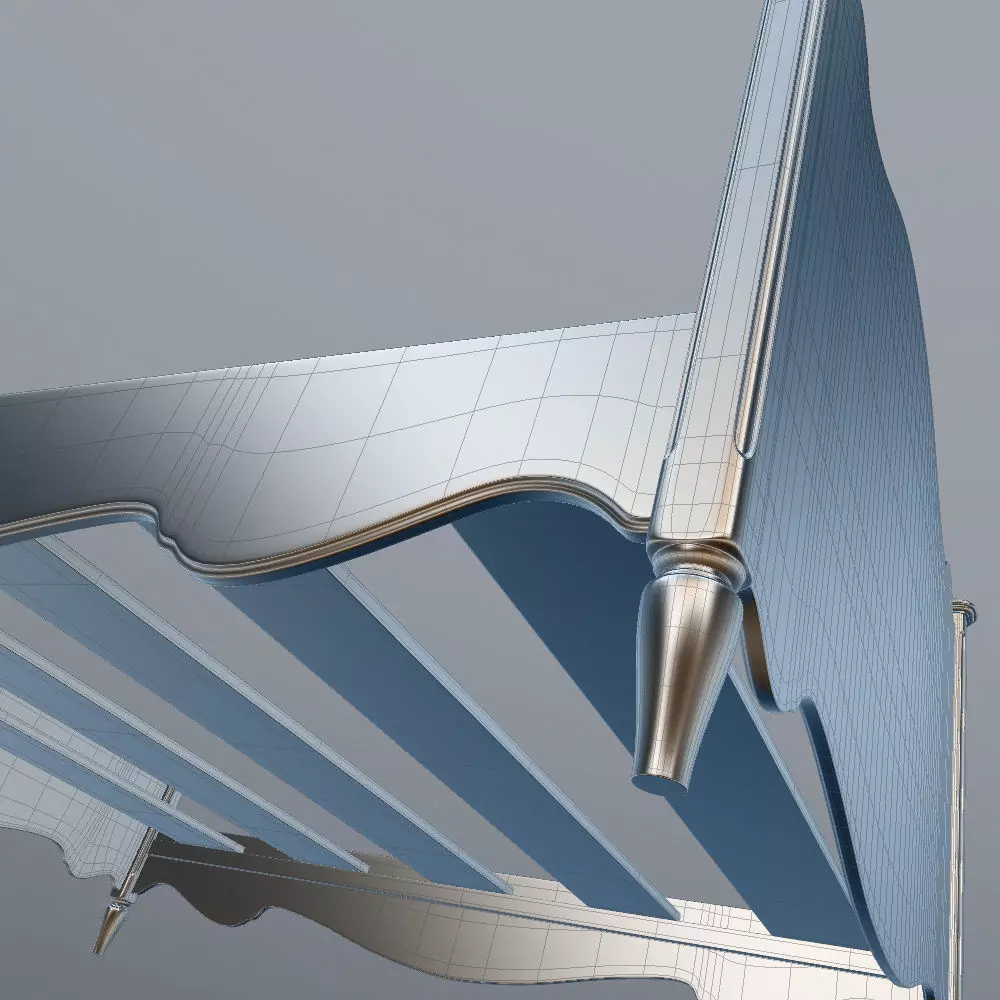 Antique-Style Bed with Realistic Bedding 3D model_39