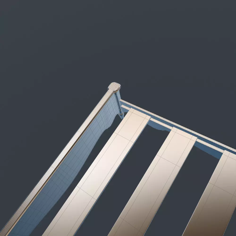 Antique-Style Bed with Realistic Bedding 3D model_36