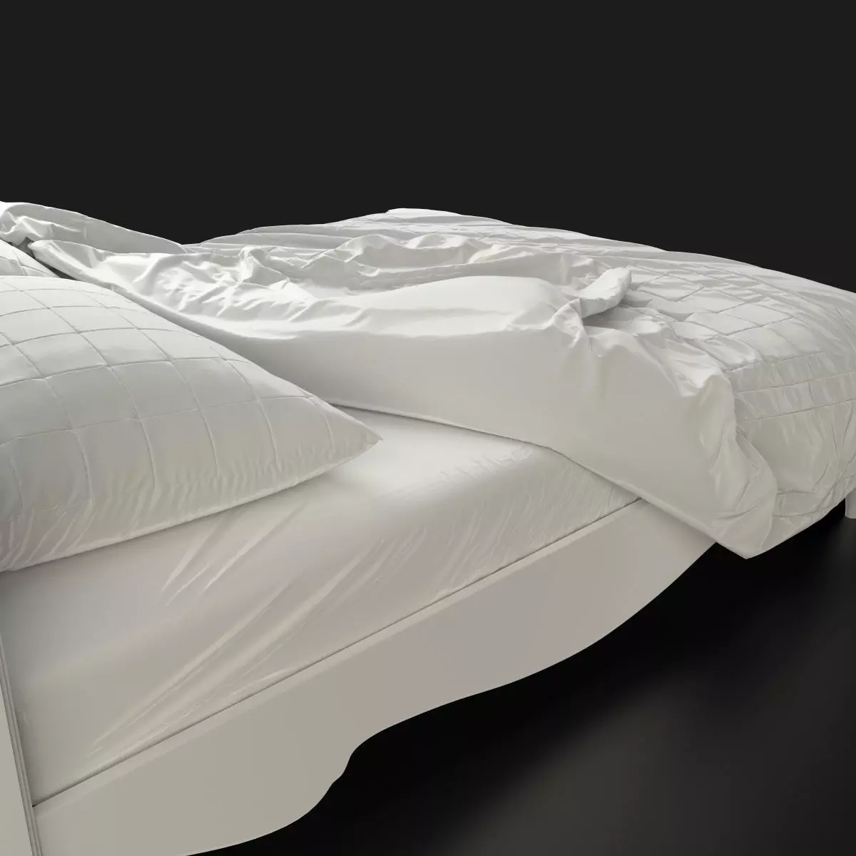 Antique-Style Bed with Realistic Bedding 3D model_9