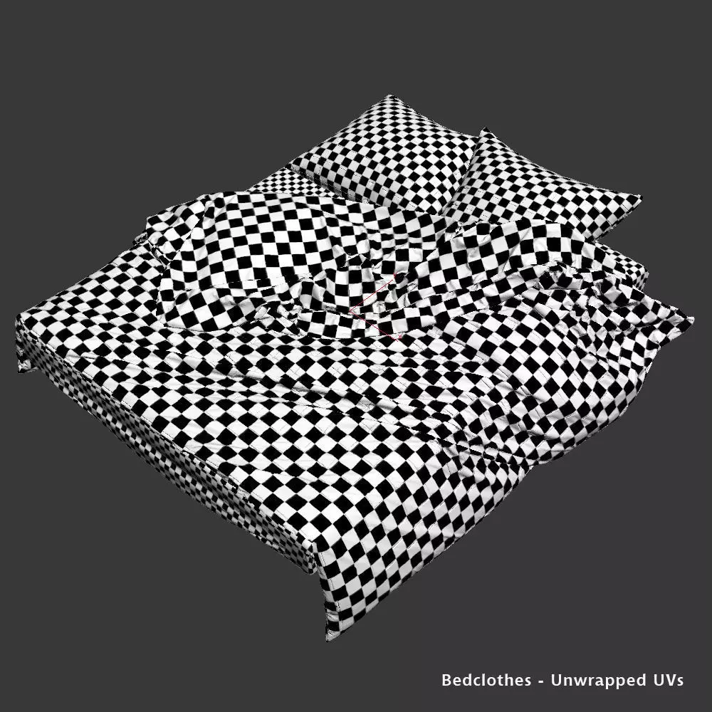 Antique-Style Bed with Realistic Bedding 3D model_23