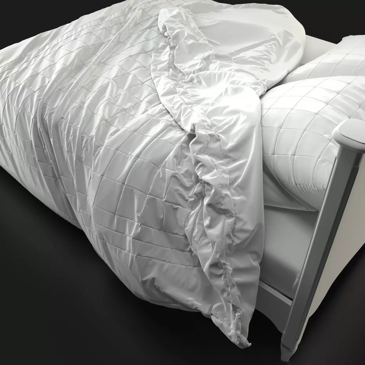 Antique-Style Bed with Realistic Bedding 3D model_7