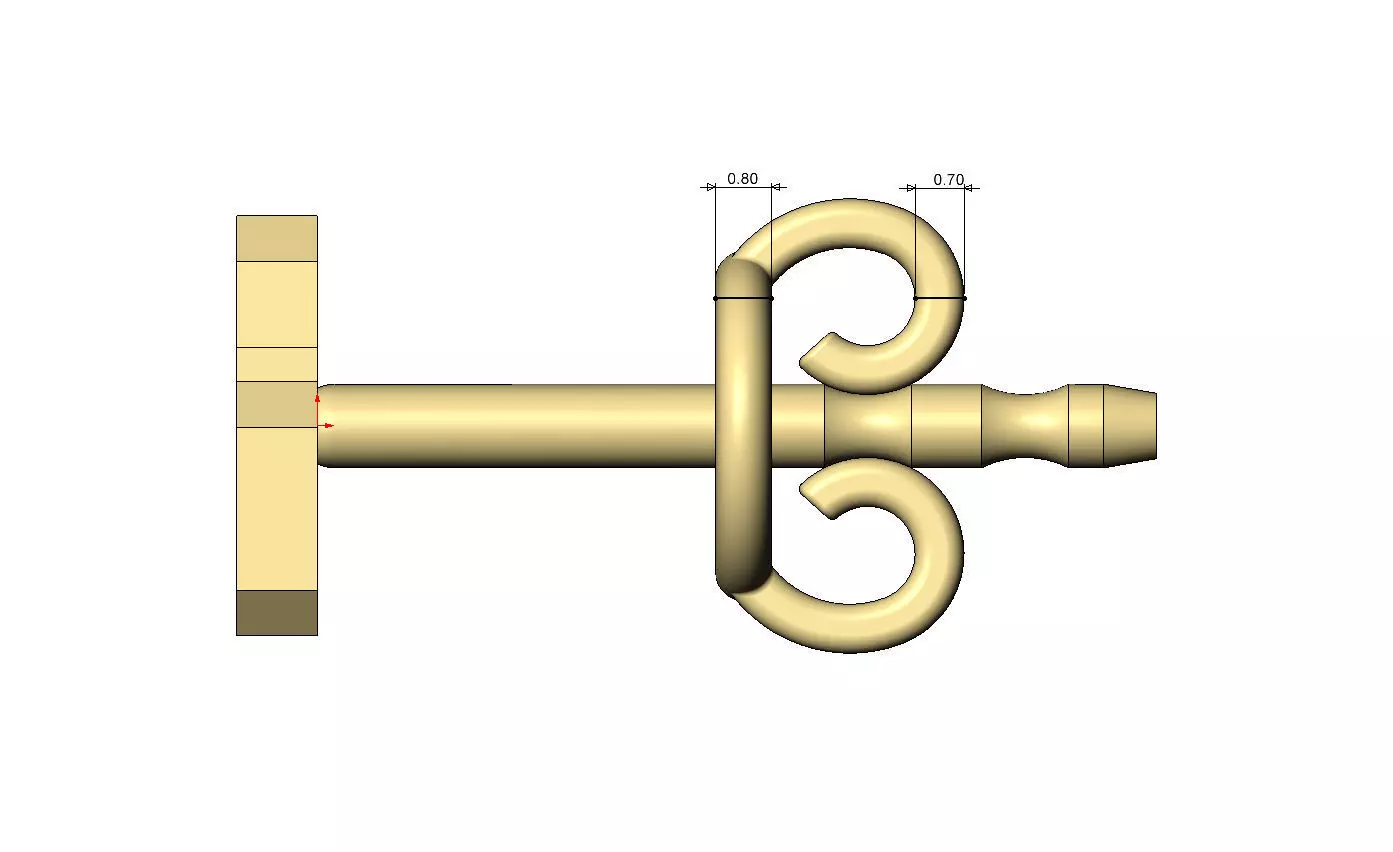 6 six number varsity font stud earring 3D print model_8