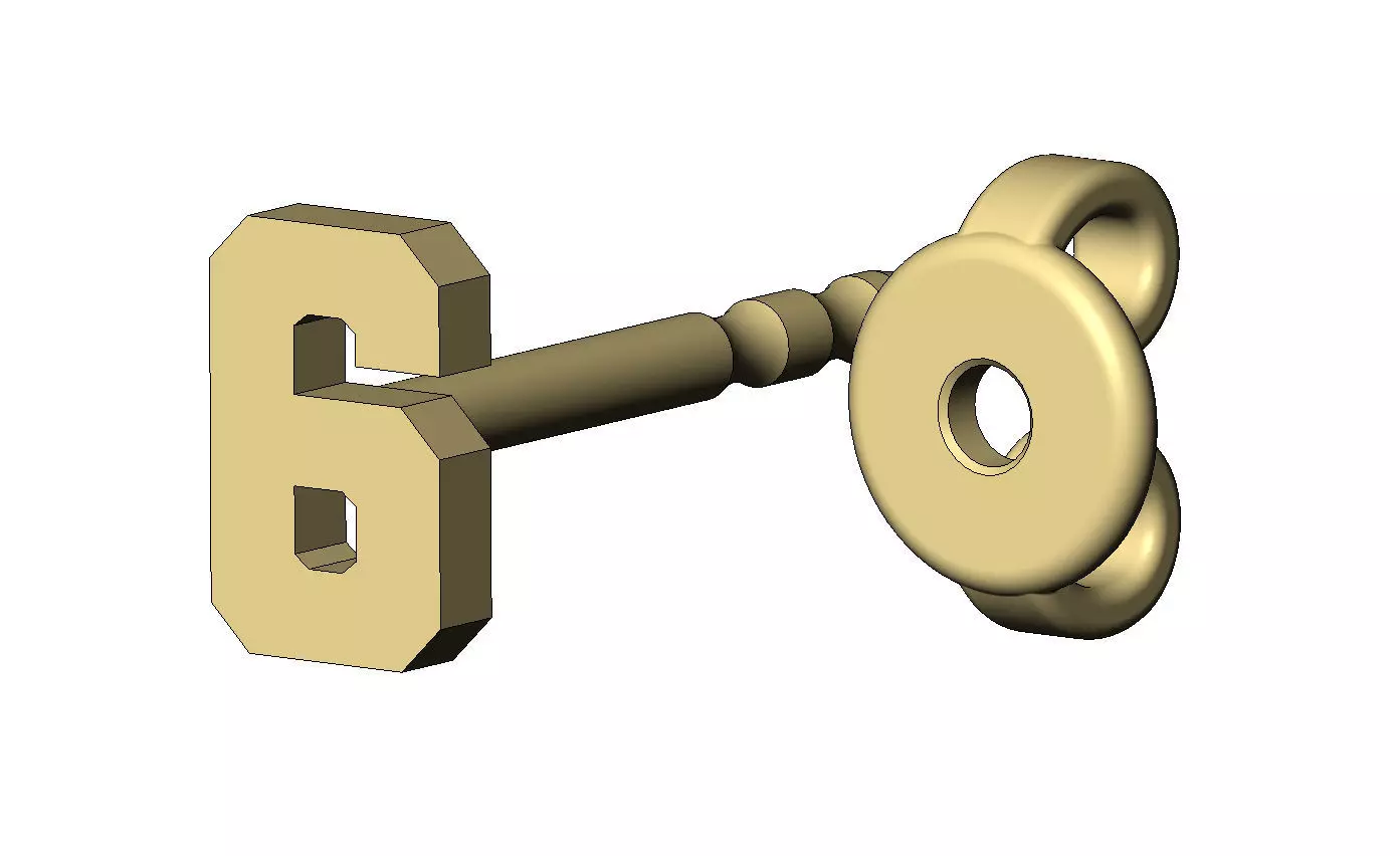 6 six number varsity font stud earring 3D print model_4