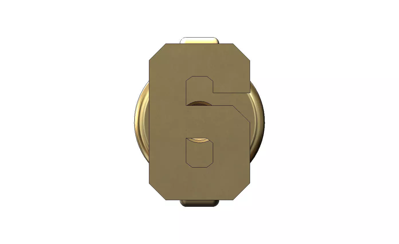 6 six number varsity font stud earring 3D print model_1